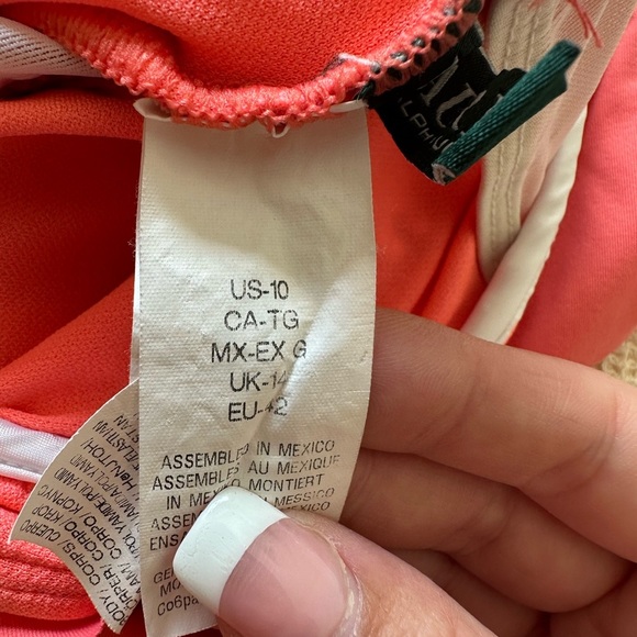 Ralph Lauren Coral Ruched V-Neck One Piece Swimsuit - Picture 4 of 7